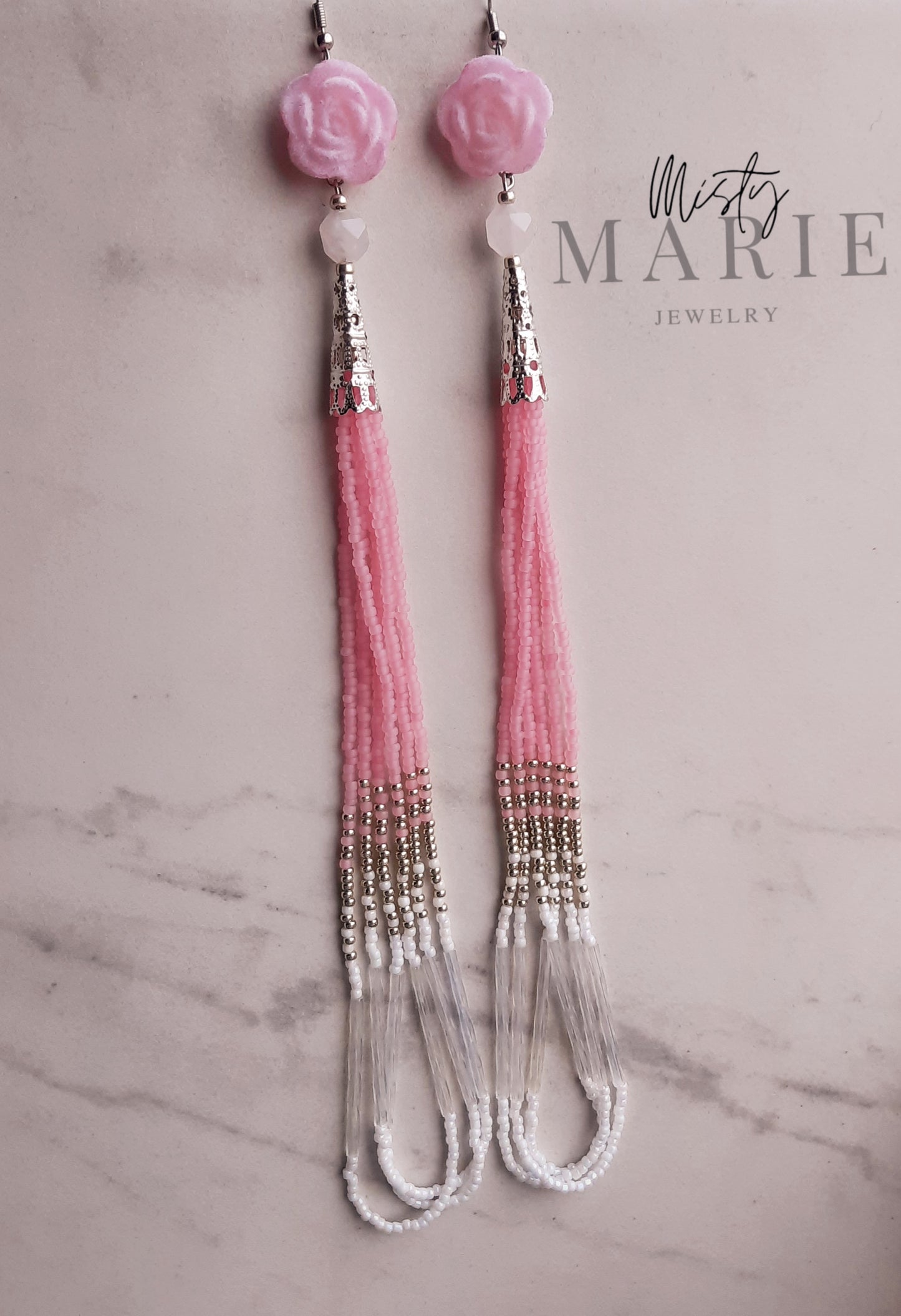 Pink Velvet Rose Looped Fringes