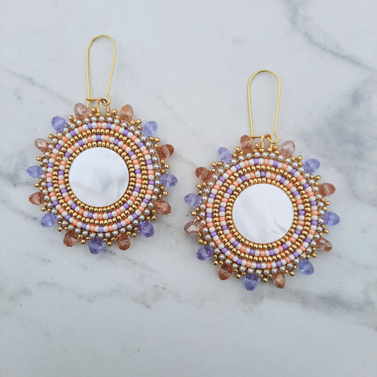 Apricot & Grape Shell Earrings