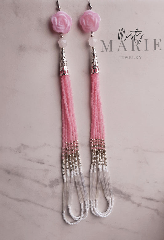 Pink Velvet Rose Looped Fringes