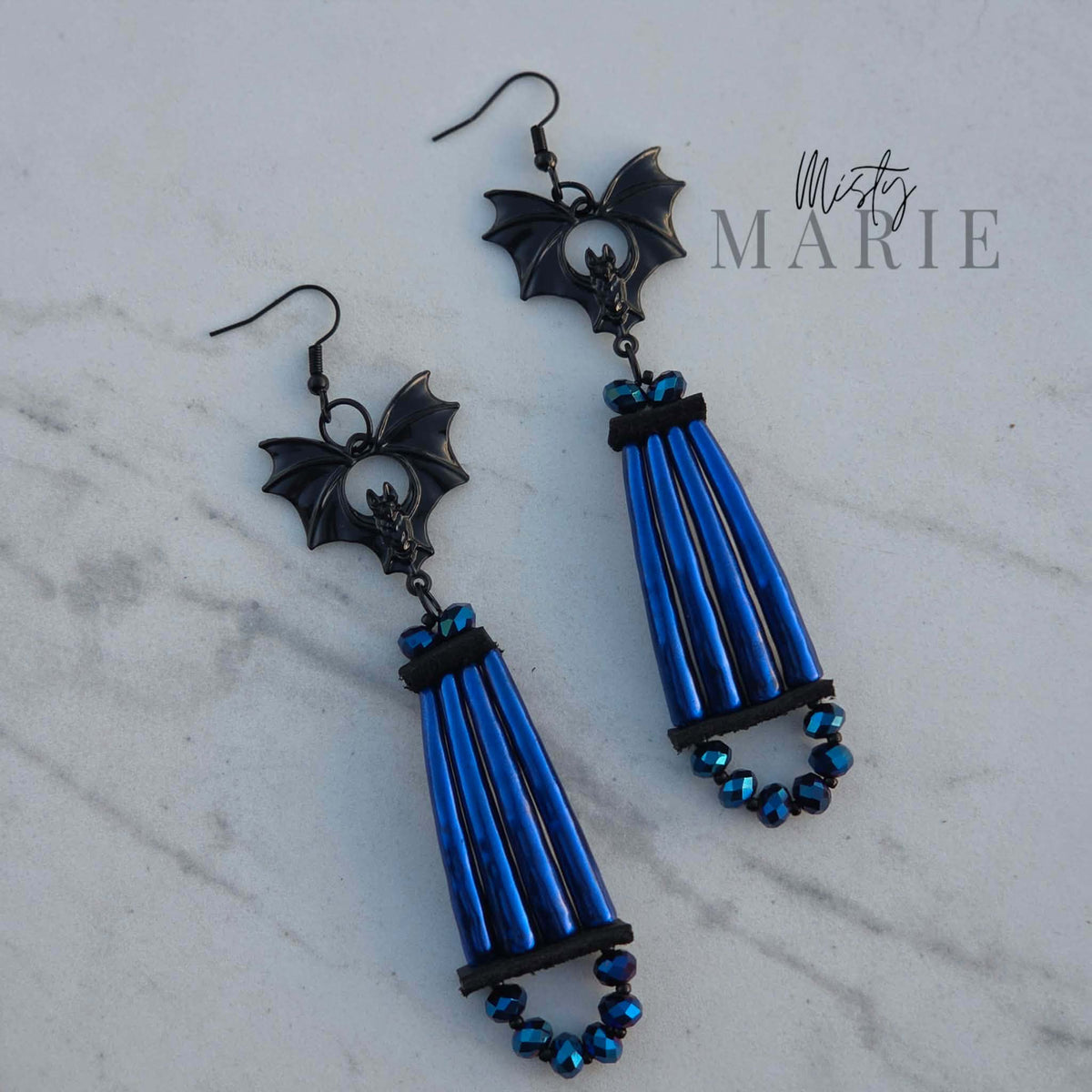 Chromed Out Dentellium Bat Earrings