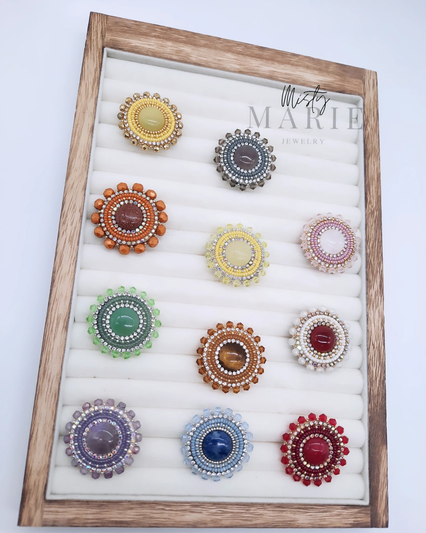 Adjustable Gemstone Beaded Rings