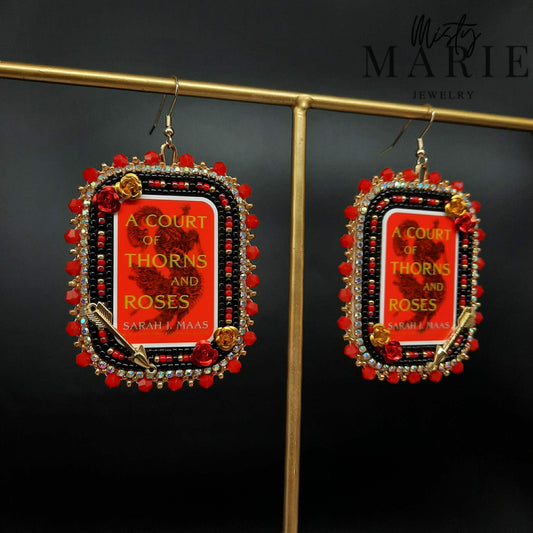 Red & Gold Roses Earrings