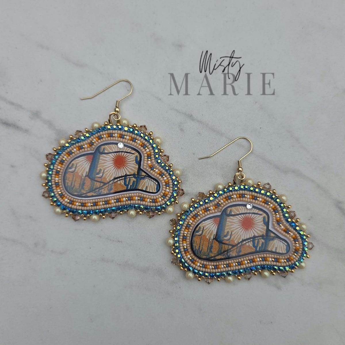 Yeehaw Hat Earrings- Teal