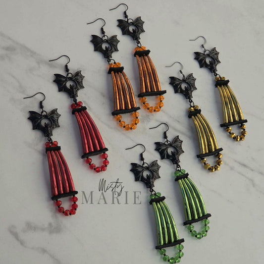 Chromed out Dentellium Bats- Earrings