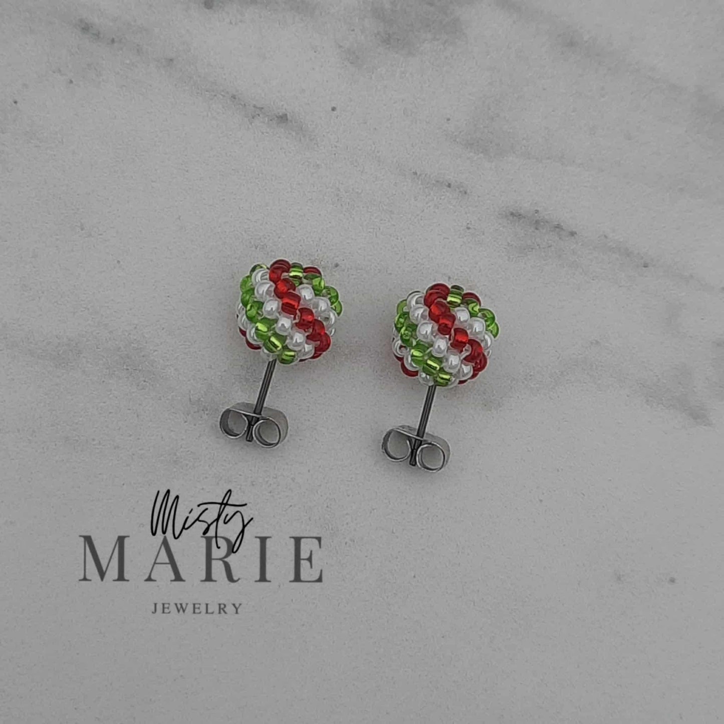 Candy Swirl Ball Stud Earrings