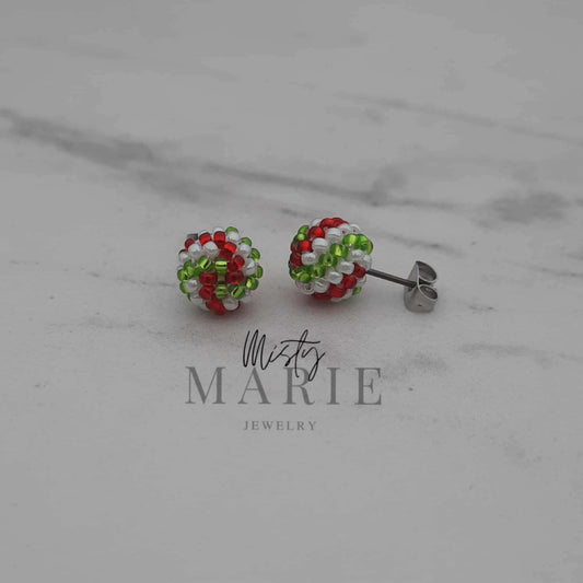 Candy Swirl Ball Stud Earrings